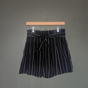 Francesca's Black Striped Linen Shorts